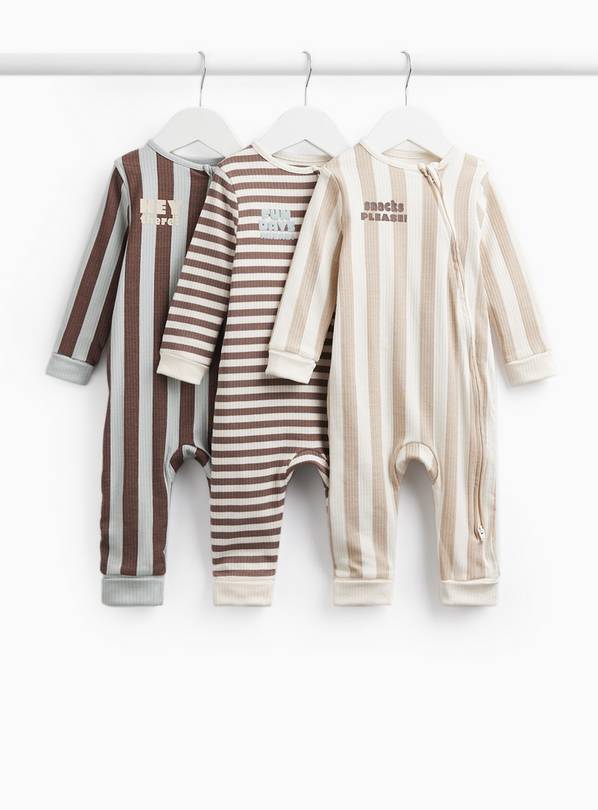Stripe Print Sleepsuits 3 Pack 18-24 months